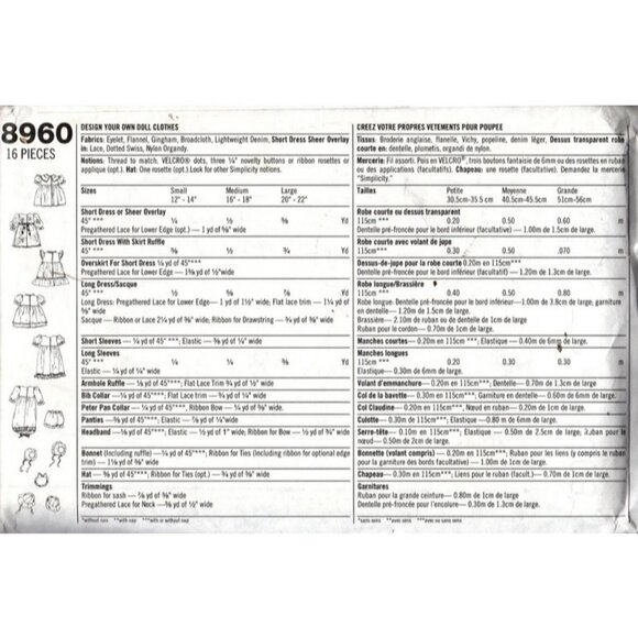 Simplicity Crafts 8960 Doll Clothing Pattern For 18" Dolls Dresses Accessories - Picture 2 of 2